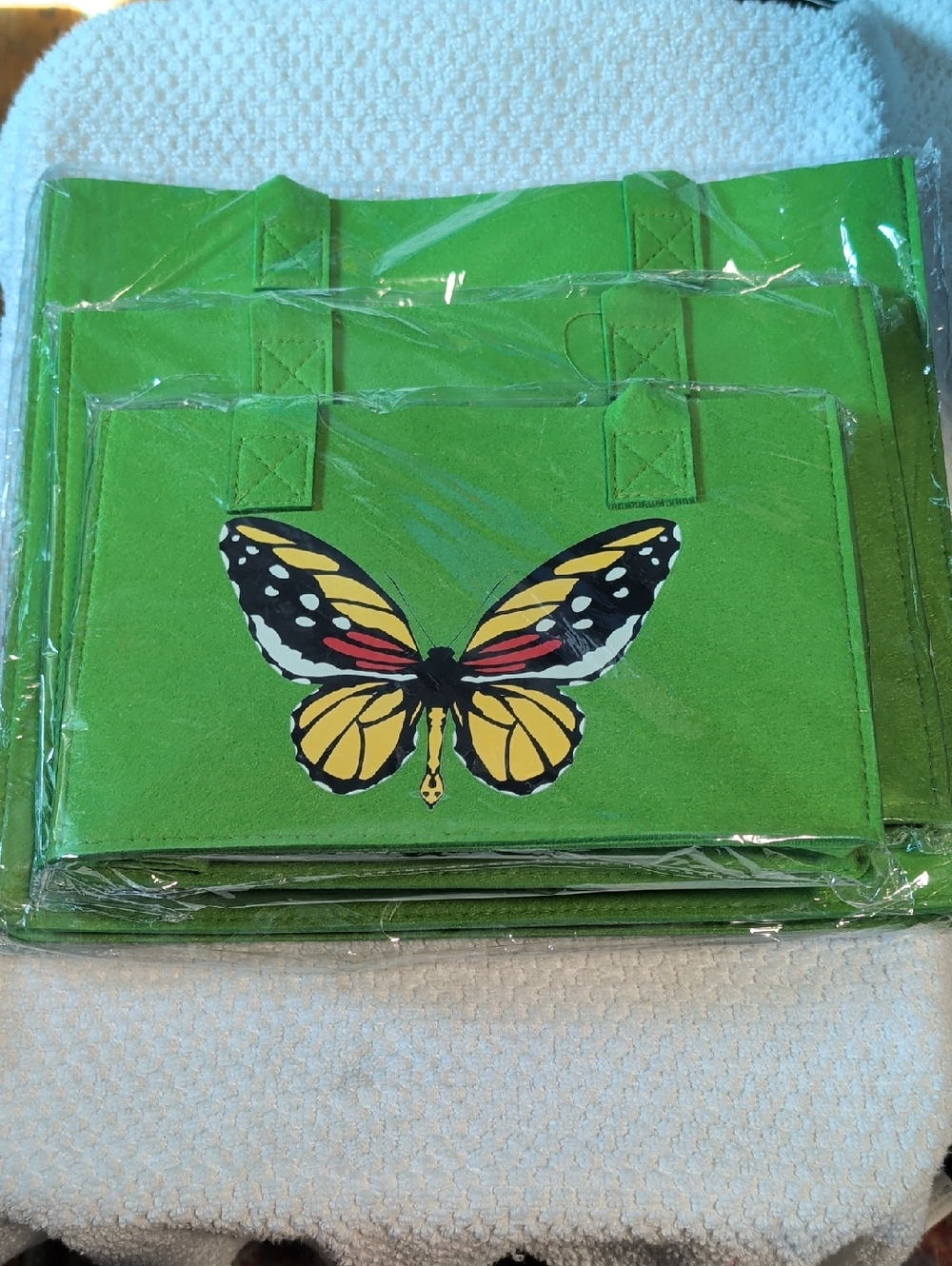 3 Matching Tote Bags with Butterfly